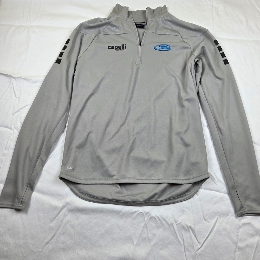 Capelli Sport RUSH 1/4 Zip Pullover Gray Soccer Training Thumb Holes XL